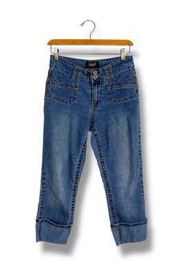 Y2K Angels Capris Cuffed Flap Pockets VTG Stretch Denim Low Rise Size 27